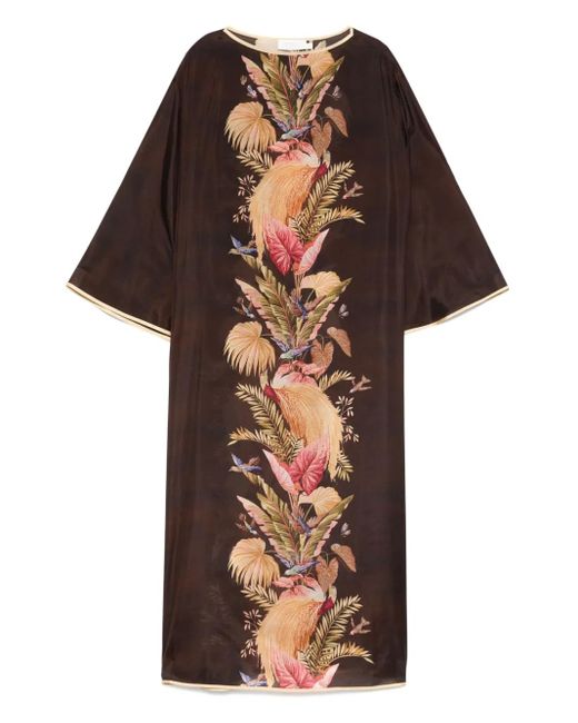 Zimmermann Brown Palm Ascension Tunic Midi Dress