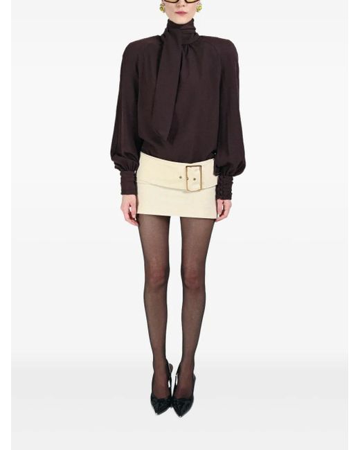 ROWEN ROSE Black Bow-Neck Blouse