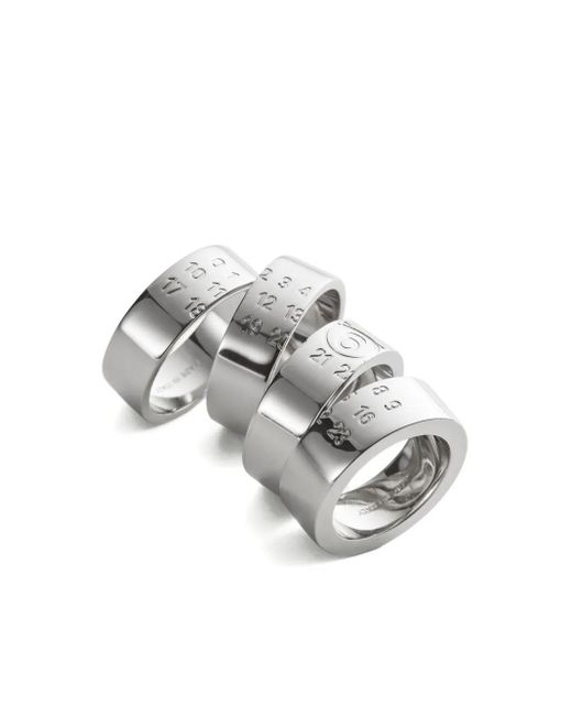 MM6 by Maison Martin Margiela Gray Number-Engraved Stacked Rings