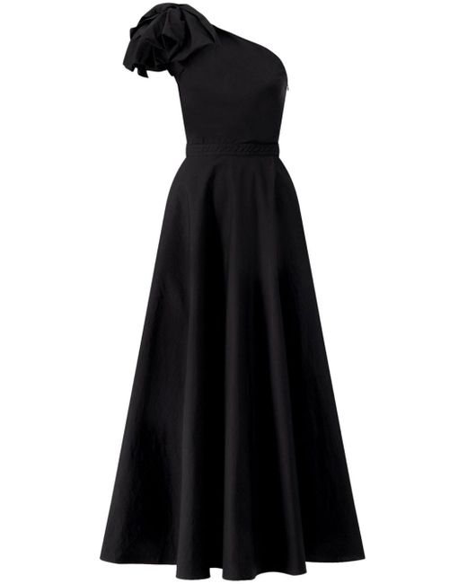 Robe longue asymetrique en coton Giambattista Valli en coloris Black
