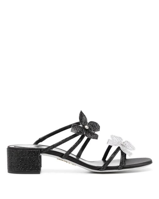 Rene Caovilla White Crystal Embellishment Sandals
