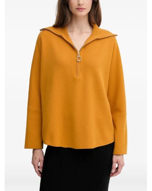 Joseph Ribkoff Orange Zip-Collar Sweater