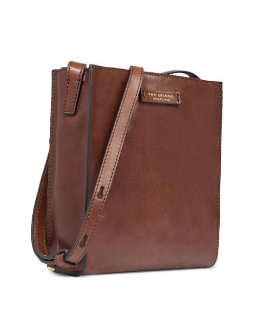 The Bridge Brown Small Logo-Plaque Leather Shoulder Bag