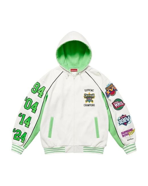 Supreme Green Zip Hooded Sweatshirt for men