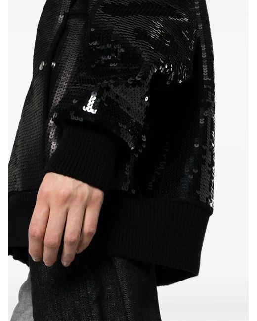 Rick Owens Black Peter Sequin-Embellished Bomber Jacket