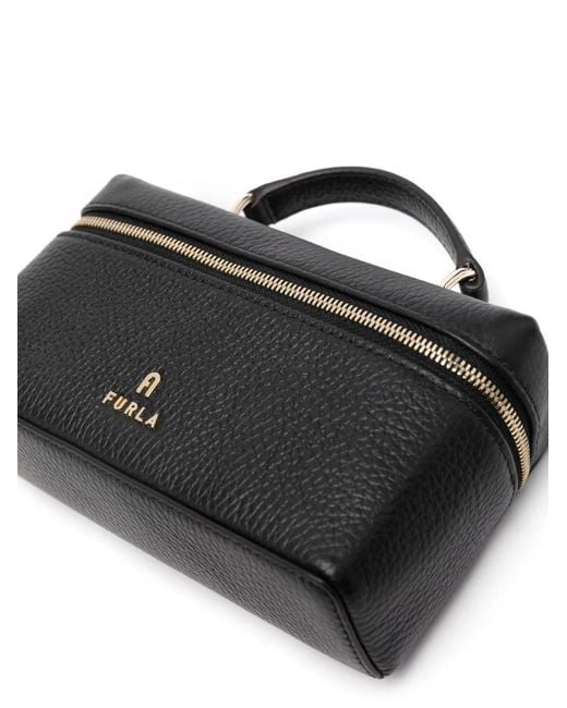 Furla Black Camelia Leather Mini Bag