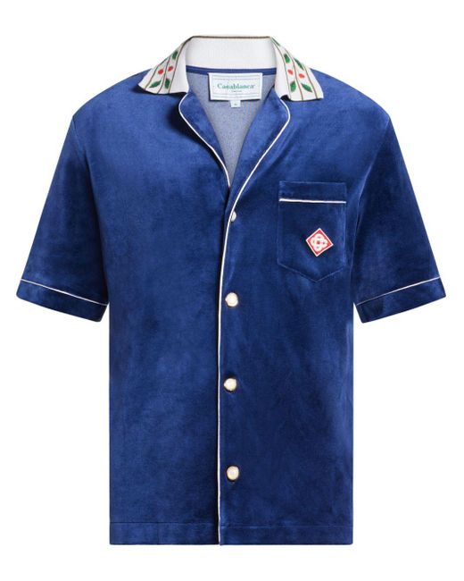 Casablancabrand Blue Laurel Short-sleeve Shirt for men