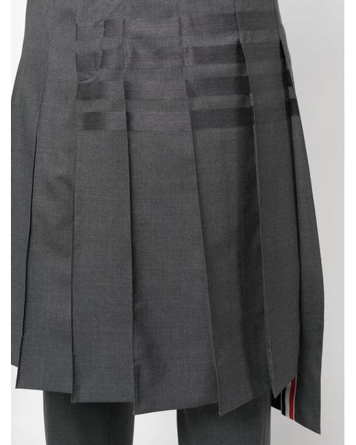 Thom Browne Gray Stepped Box-Pleat Skirt for men