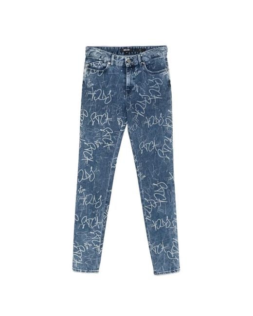 Just Cavalli Blue Printed Jeans