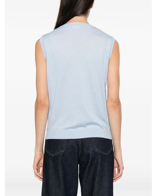 Fabiana Filippi Blue Graphic-Print Sleeveless Top