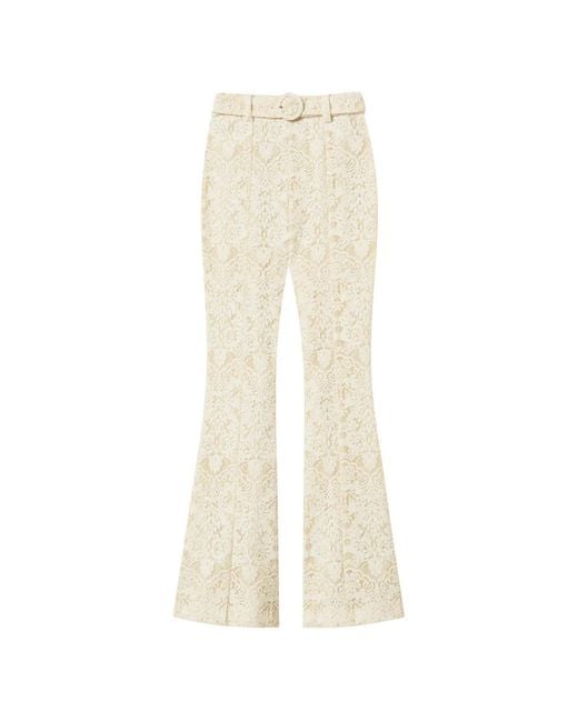 Twinset White Flared Lace Trousers With Belt