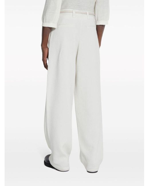 Pantalon droit à taille haute Zegna pour homme en coloris White