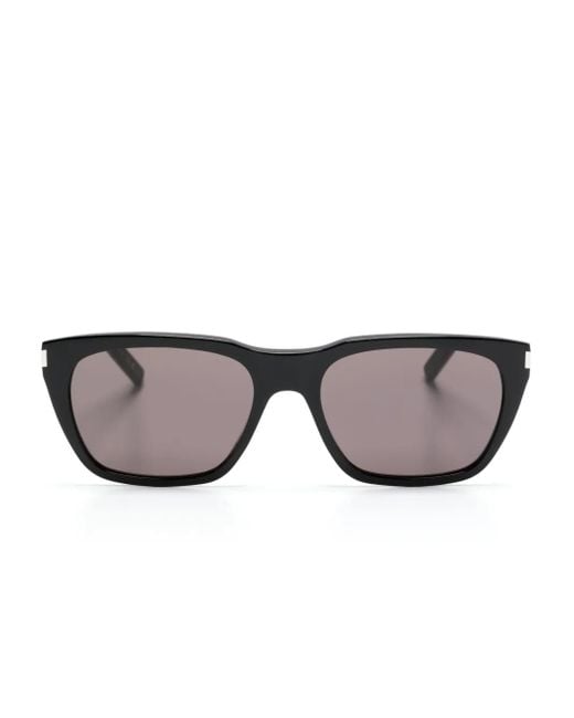 Saint Laurent Gray Logo-Engraved-Arm Cat-Eye Sunglasses