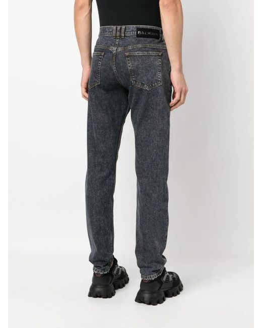 Vaqueros Rectos De Talle Medio Balmain de hombre de color Blue