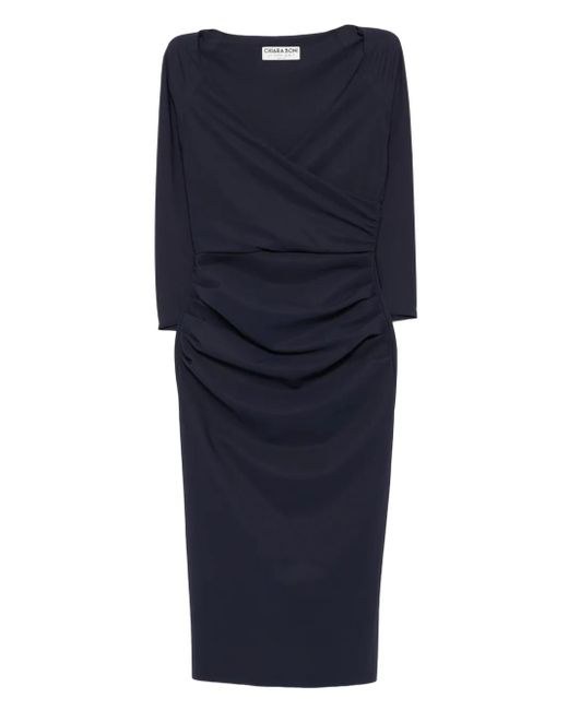 La Petite Robe Di Chiara Boni Blue Gerafftes Midikleid