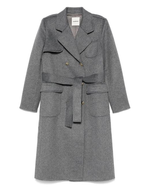Sandro Gray Double-Breasted Coat