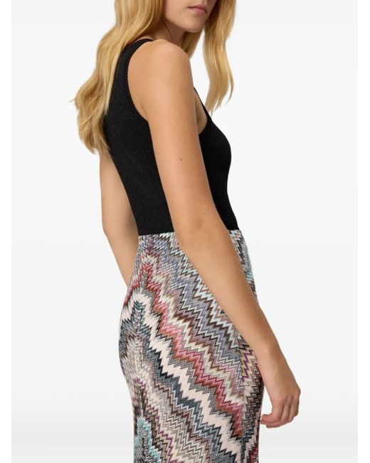 Missoni Gray Zigzag Pattern Maxi Skirt