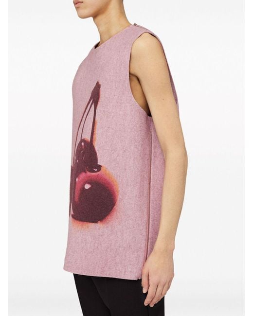 Jil Sander Cherry-print Wool Tank Top in Pink for Men | Lyst