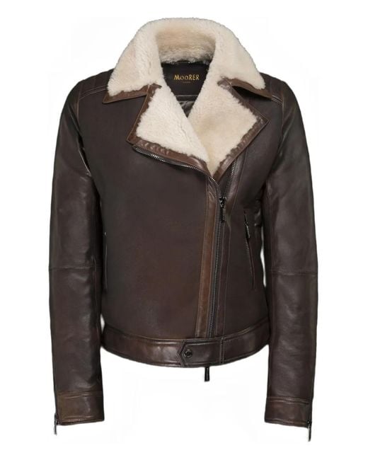 Moorer Black Shearling-Leather Jacket