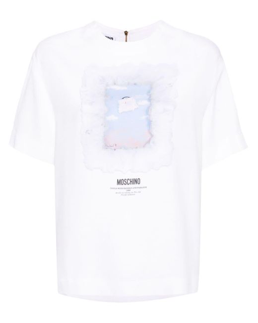 Moschino T-shirt Met Print in het White