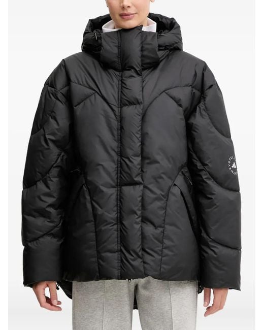 Adidas By Stella McCartney Black Gesteppte Kapuzenjacke