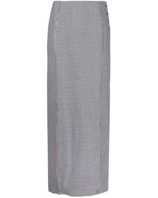 Thom Browne Gray Houndstooth-Pattern Wool Maxi Skirt