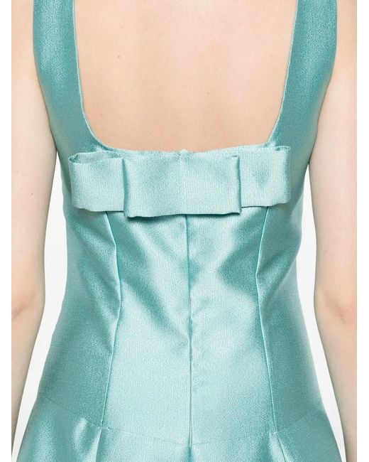 Fely Campo Blue Square-Neck Midi Dress