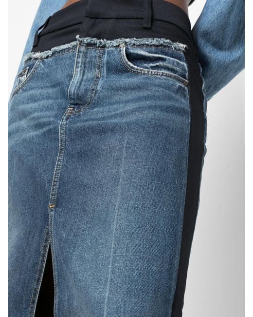 Stella McCartney Blue Panelled Denim Maxi Skirt