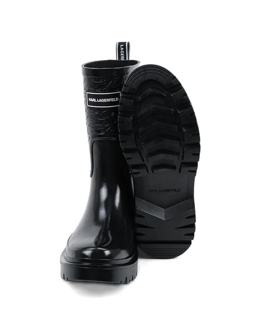 Karl Lagerfeld Black Bottes À Logo Embossé
