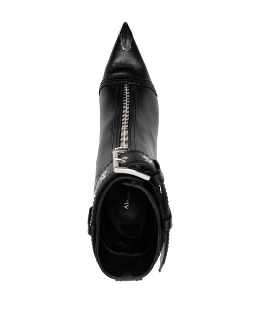 Alexander McQueen Black Verzierte Ankle Boots aus Leder