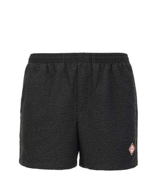 Casablanca Black Monogram Swimming Shorts for men