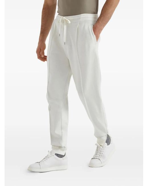 Brunello Cucinelli White Drawstring Track Pants for men
