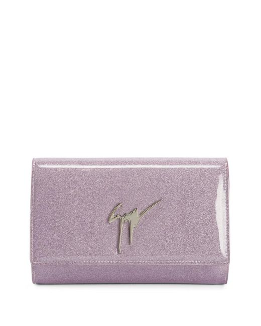 Giuseppe Zanotti Purple Cleopatra Logo-Plaque Clutch Bag
