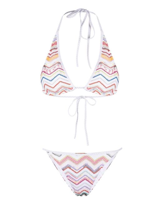Bikini a triangolo con motivo a zigzag di Missoni in White