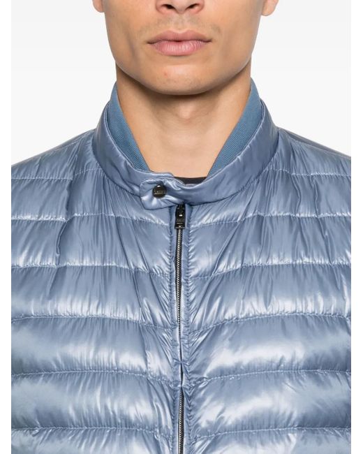 Herno Blue Quilted Zip-Front Jacket for men