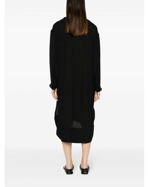 Khaite Black Brim Crepe Midi Dress