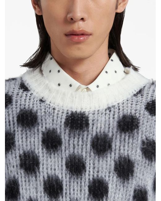 Marni Black Polka-Dot Intarsia Jumper for men