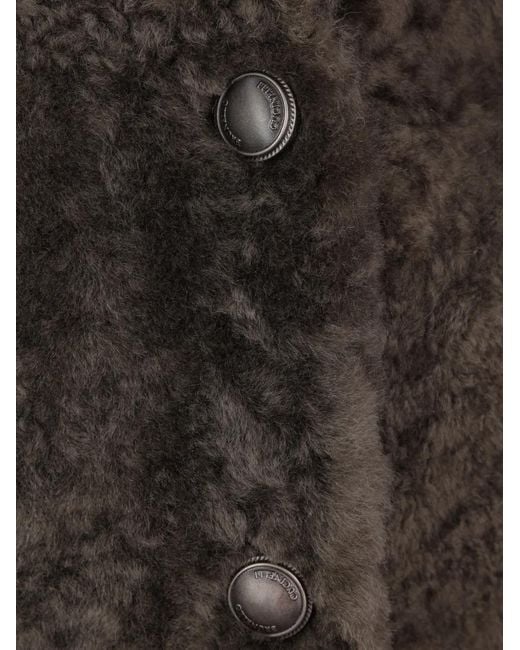 Brunello Cucinelli Black Double-Breasted Shearling Coat