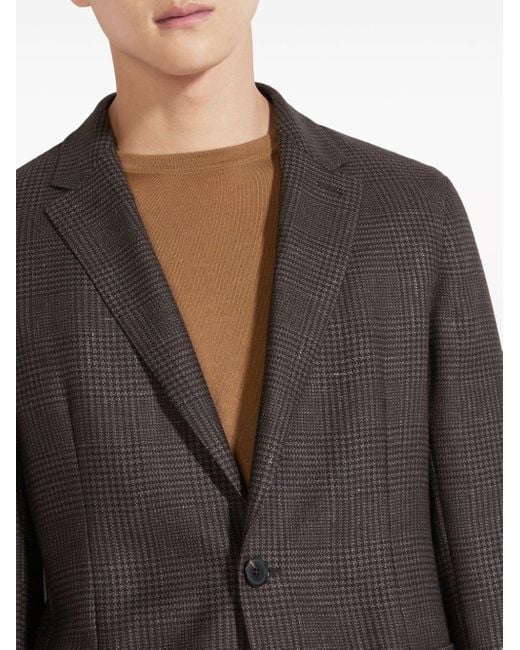 Zegna Gray Notched-lapels Single-breasted Blazer for men