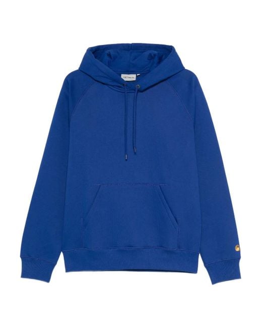 Carhartt Blue Logo-Embroidered Hoodie for men