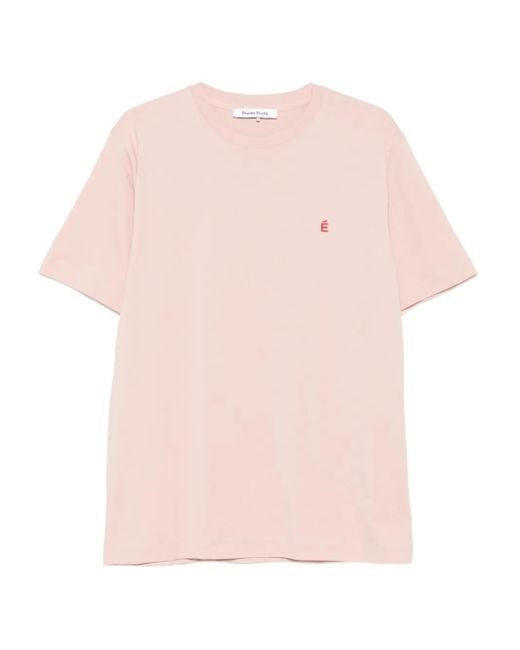 Etudes Studio Pink É Embroidered-Logo T-Shirt for men