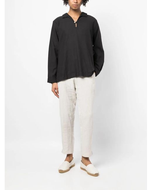 Marane White Drawstring Linen Tapered Trousers for men