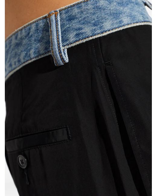 Alexander Wang Black Denim-Waistband Pleated Trousers