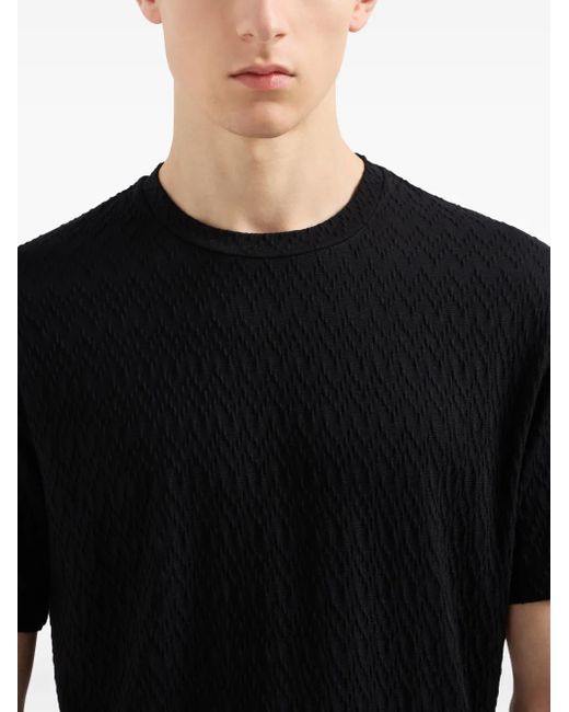 メンズ Giorgio Armani テクスチャード Tシャツ Black