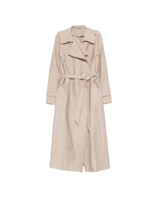 Tagliatore Natural Belted Storm-Flap Coat