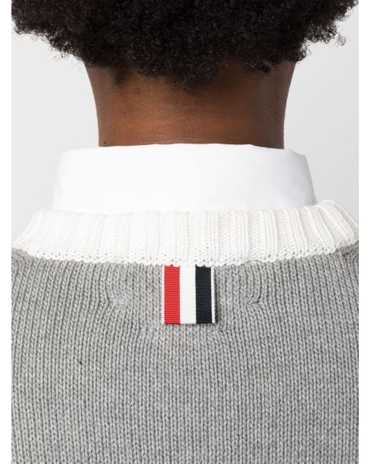 Thom Browne Gray Gestreifter Pullover