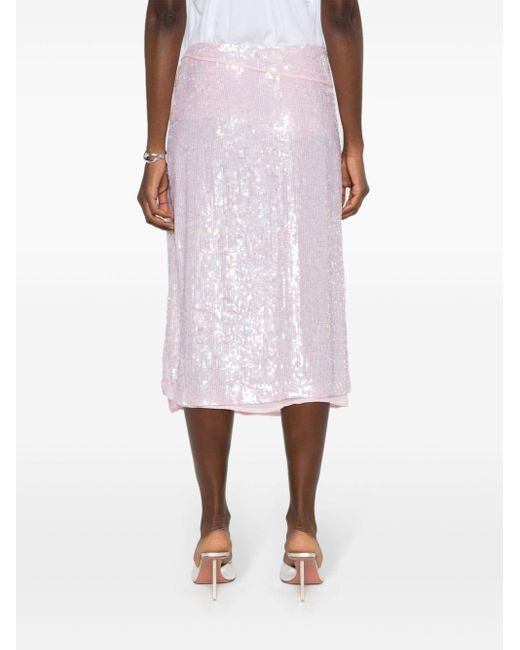 P.A.R.O.S.H. Pink P.A.R.O..H. Sequin-Embellished Midi Skirt