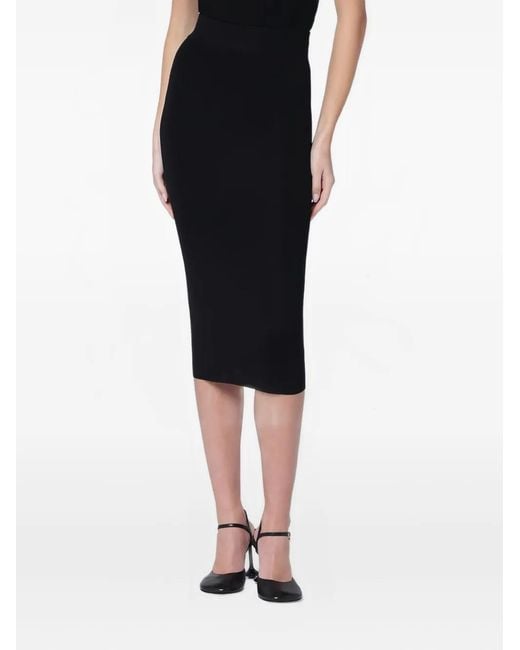 Entire studios Black Ribbed-Knit Pencil Skirt