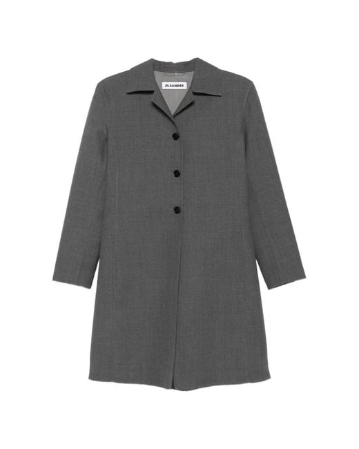 Jil Sander Gray Pocket Buttoned Coat