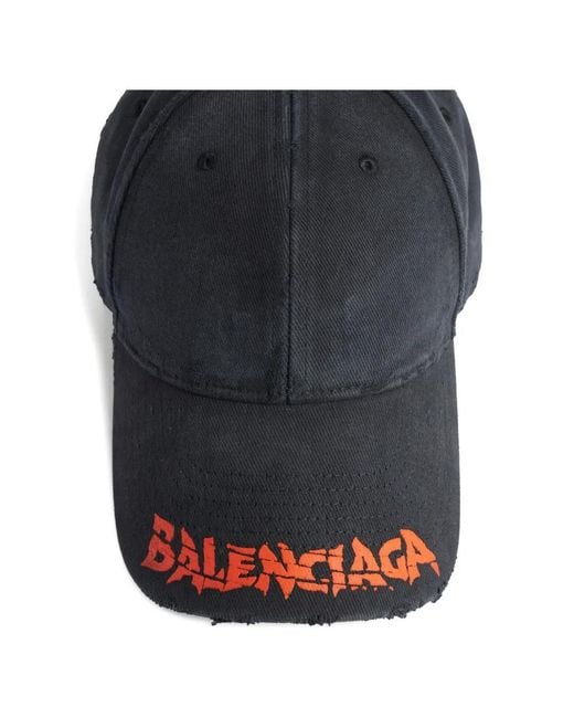 Balenciaga Gray Logo-Print Distressed Baseball Cap for men